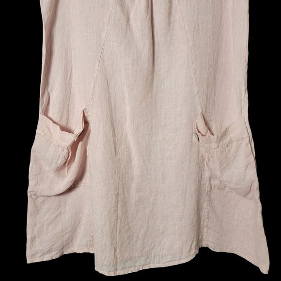 JS Millenium Womens Pink Linen Boho Beachy Lagenlook Shift Dress Pockets Medium - Picture 3 of 8